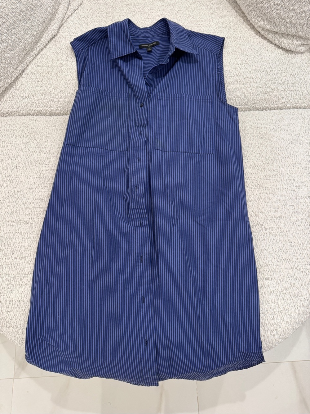 Banana Republic Blue Striped Button Down Dress